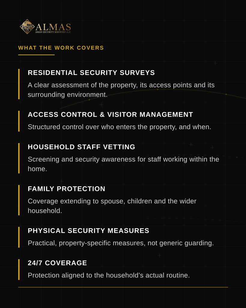 ALMAS AMAN Residential Security – security surveys, access control and family protection